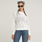 G-STAR Outlet Pointelle Lightweight Knitted Sweater White