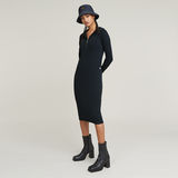 G-STAR Outlet Half Zip Hooded Slim Dress Dark blue