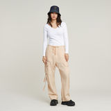 G-STAR Outlet Slim Rib V-Neck Top White