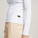 G-STAR Outlet Slim Rib V-Neck Top White
