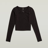 G-STAR Outlet Cropped Keyhole Slim Top Black