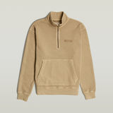G-STAR Outlet Washed Half Zip Relaxed Sweater Beige