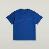 G-STAR Outlet Camiseta Flock G-Script Loose Azul intermedio