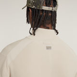 G-STAR Outlet Detailed Knitted Zip Thru Sweater White