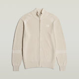 G-STAR Outlet Detailed Knitted Zip Thru Sweater White