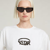 G-STAR Outlet Cropped Logo Relaxed Top White