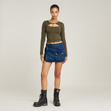 G-STAR Outlet Cropped Keyhole Slim Top Green