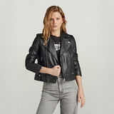 G-STAR Outlet Leather Biker Jacket Black