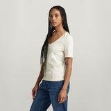 G-STAR Outlet Moto Slim U-Neck Top Beige