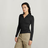 G-STAR Outlet Ribbed Slim Polo Top Black