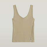 G-STAR Outlet Camiseta sin mangas asimétrica con cremallera fina Beige
