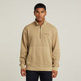 G-STAR Outlet Washed Half Zip Relaxed Sweater Beige