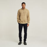 G-STAR Outlet Washed Half Zip Relaxed Sweater Beige