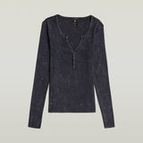 G-STAR Outlet Deep V Overdyed Henley Slim Top Dark blue