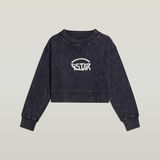 G-STAR Outlet Overdyed Cropped Logo Loose Sweater Dark blue