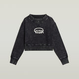 G-STAR Outlet Overdyed Cropped Logo Loose Sweater Black