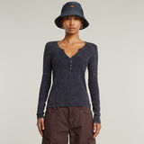 G-STAR Outlet Deep V Overdyed Henley Slim Top Dark blue