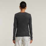 G-STAR Outlet Deep V Overdyed Henley Slim Top Black