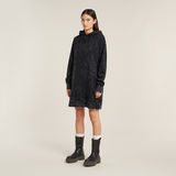 G-STAR Outlet Loose Overdyed Hooded Sweater Dress Black