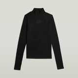 G-STAR Outlet Logo Slim Rib Mock Top Black