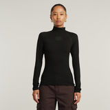 G-STAR Outlet Logo Slim Rib Mock Top Black