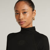 G-STAR Outlet Logo Slim Rib Mock Top Black