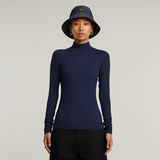 G-STAR Outlet Logo Slim Rib Mock Top Dark blue