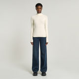 G-STAR Outlet Logo Slim Rib Mock Top Beige