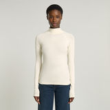 G-STAR Outlet Logo Slim Rib Mock Top Beige