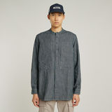 G-STAR Outlet Camisa Stand Collar Rollup Relaxed Azul oscuro