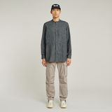 G-STAR Outlet Camisa Stand Collar Rollup Relaxed Azul oscuro
