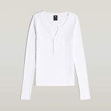 G-STAR Outlet Deep V Henley Slim Top White