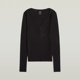 G-STAR Outlet Camiseta Deep V Henley Slim Negro