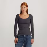 G-STAR Outlet Slim Rib Scoop Top Grey
