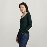 G-STAR Outlet Slim Rib Scoop Top Green
