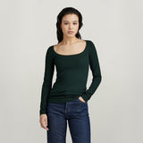 G-STAR Outlet Slim Rib Scoop Top Green