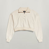 G-STAR Outlet Cropped Half Zip Loose Sweater White