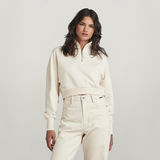 G-STAR Outlet Cropped Half Zip Loose Sweater White