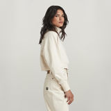 G-STAR Outlet Cropped Half Zip Loose Sweater White