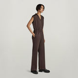 G-STAR Outlet Wide Leg V-Neck Jumpsuit Brown