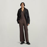 G-STAR Outlet Wide Leg V-Neck Jumpsuit Brown