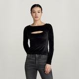 G-STAR Outlet Cut-Out Slim Boatneck Top Black