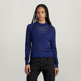 G-STAR Outlet Jersey Pointelle Text Knitted Azul intermedio