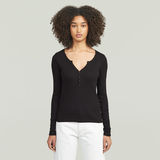 G-STAR Outlet Camiseta Deep V Henley Slim Negro