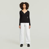 G-STAR Outlet Camiseta Deep V Henley Slim Negro