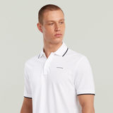 G-STAR Outlet Chest Logo Striped Polo White
