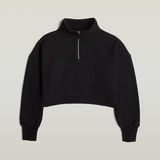 G-STAR Outlet Cropped Half Zip Loose Sweater Black