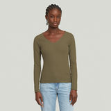 G-STAR Outlet Slim Rib V-Neck Top Green