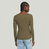 G-STAR Outlet Slim Rib V-Neck Top Green