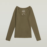 G-STAR Outlet Slim Rib V-Neck Top Green